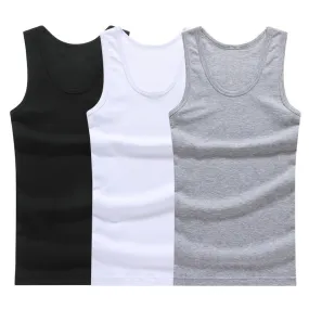 3pcs / 100% Cotton Mens Sleeveless Tank Top Solid Muscle Vest Undershirts Singlets