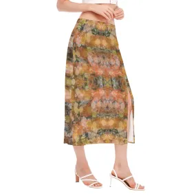 Autumn Tones High Slit Long Skirt No Pockets up to 2 XL (FWS)