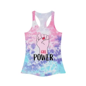 GRL POWER Fist Tie Dye Racerback Tank Top