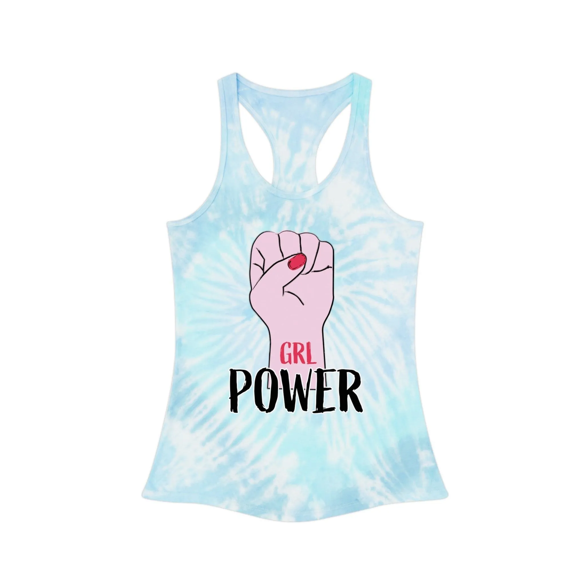 GRL POWER Fist Tie Dye Racerback Tank Top