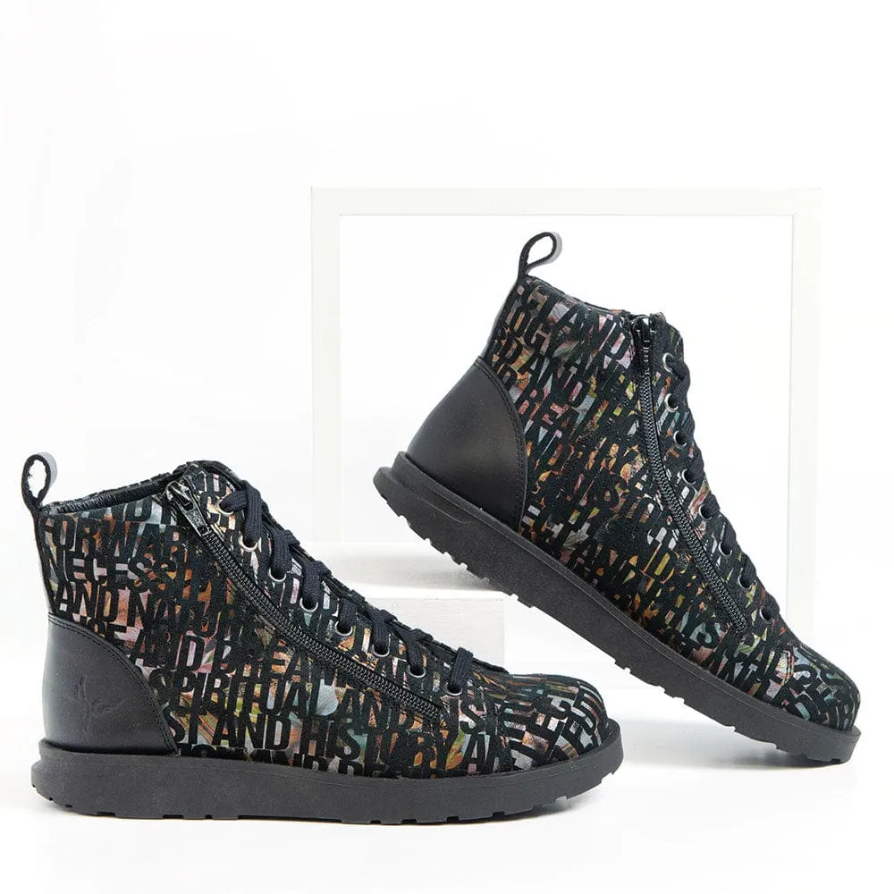 Portofino Women's Patterned Sneaker Boots- Black
