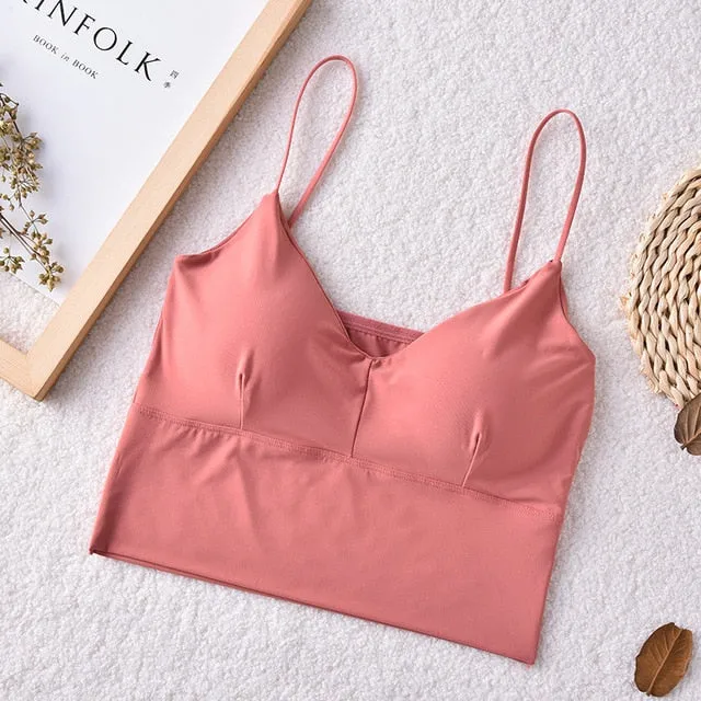 Seamless Tops Women Fashion Tank Top Female Camisole Sexy Tank Tops Streetwear Solid Color Intimate Lingerie with Massage Pad