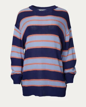 Striped Oversized Sweater in Navy | Navy
