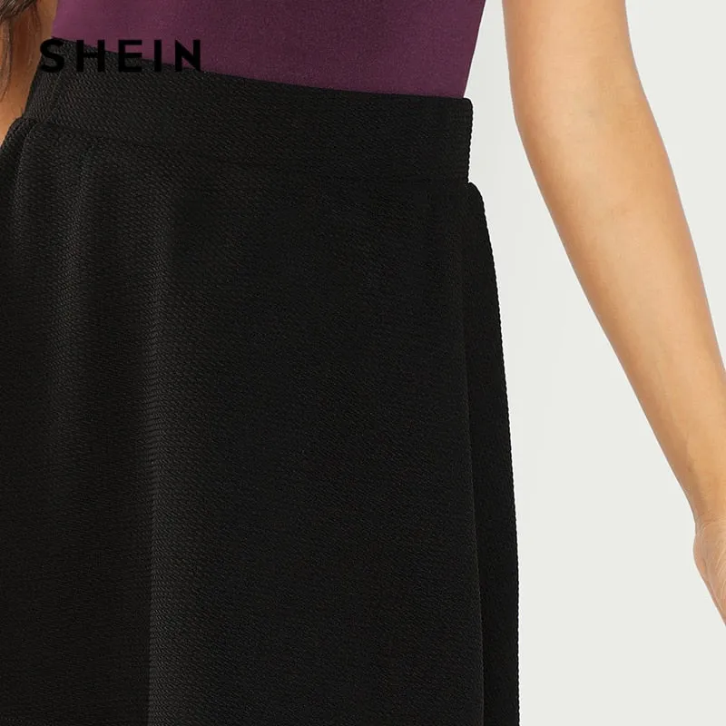 VenusFox Black High Waist Minimalist A Line Short Skirt