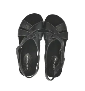 WOMENS SIZE 6.5M - EUROstep, Black Leather Sandals, Selma EUC B9